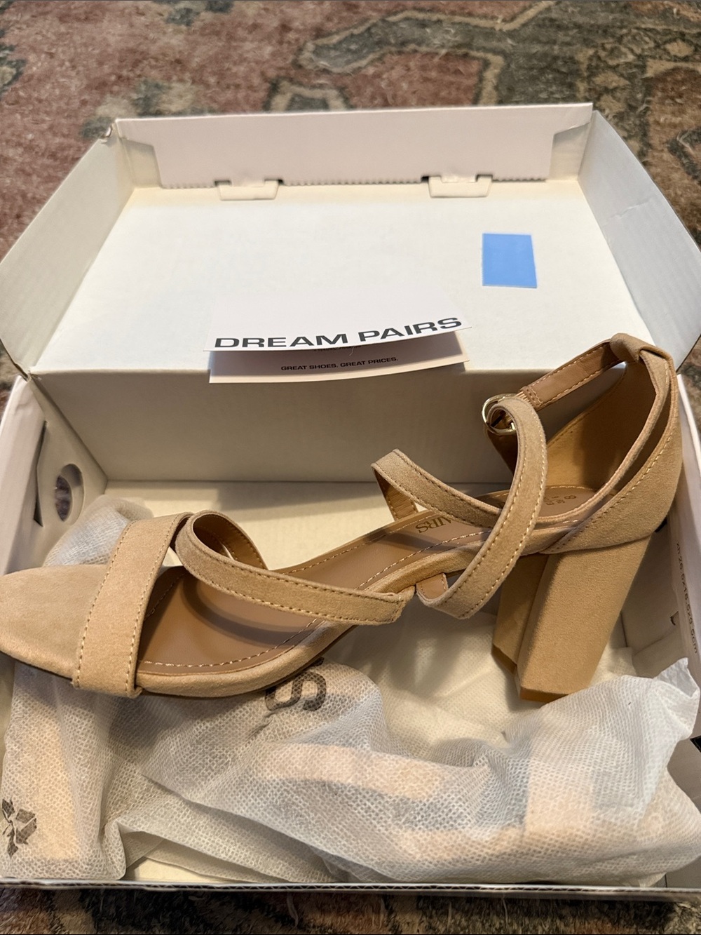 Dream Pairs Beige Block Heel Sandals